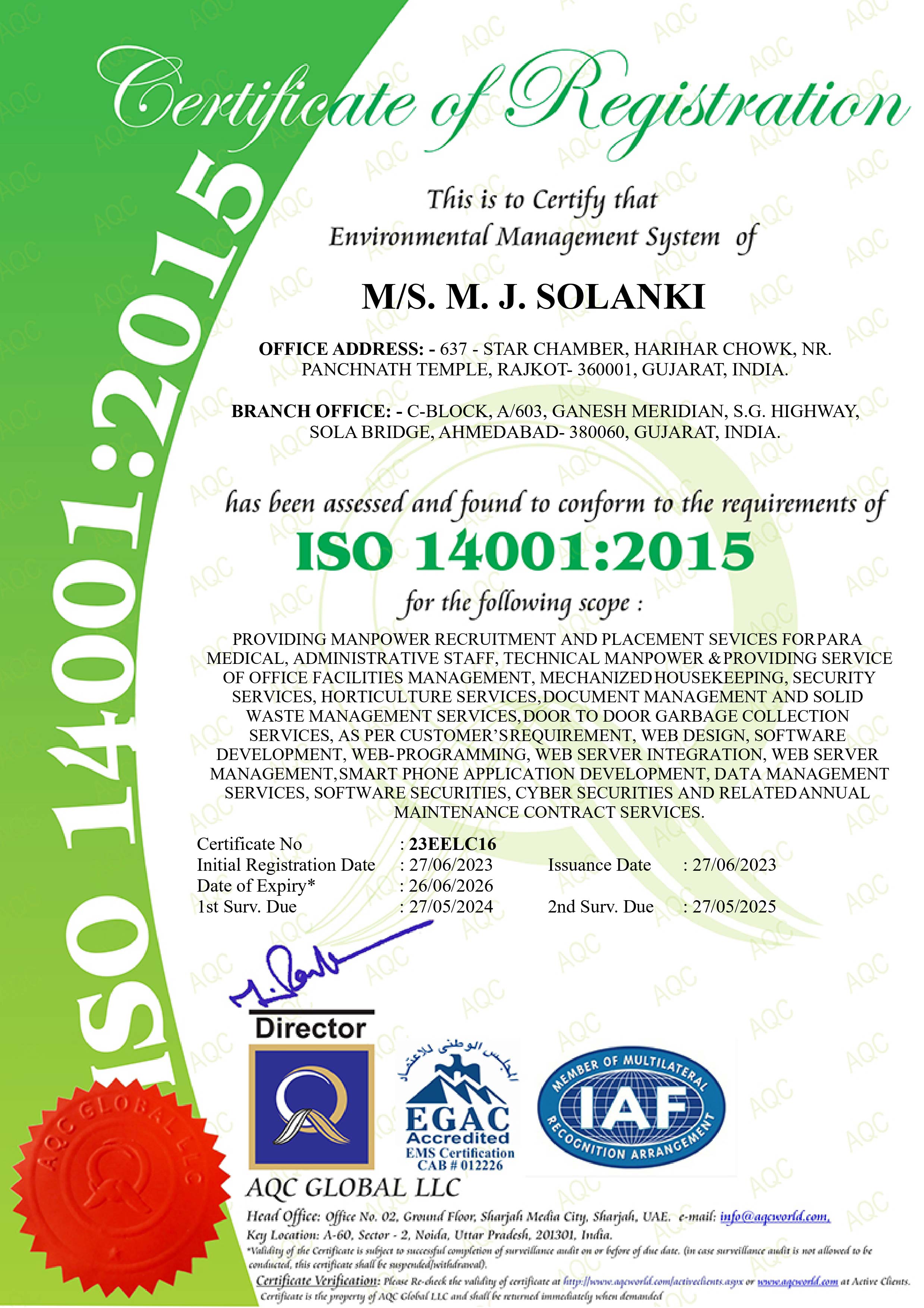 Environmental Management System Certificate Image